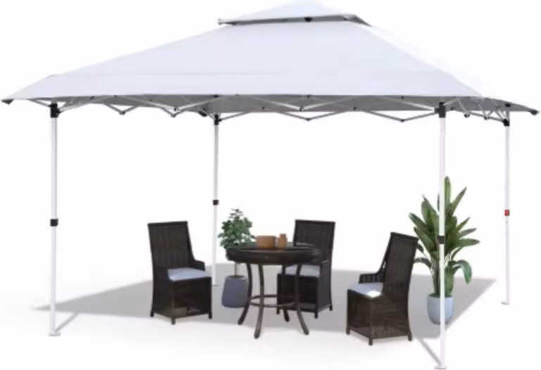 Gazebo pieghevole 3,6×3,6 m – Tenda da festa pop-up con tetto, borsa per il trasporto e borse con ruote – Impermeabile, UV50+, bianco