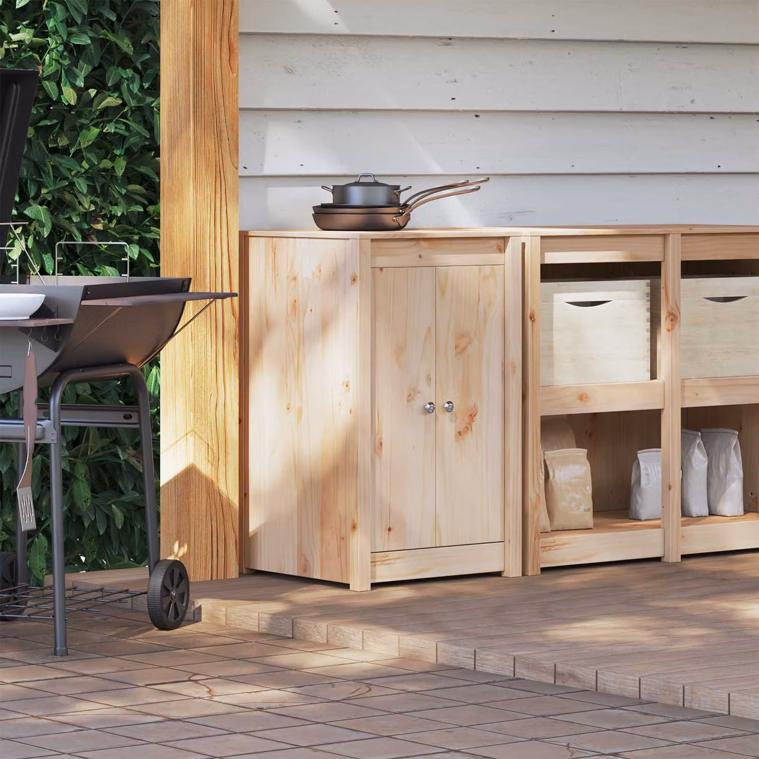 Mobile da cucina da esterno vidaXL MEPPEL Douglas Naturale in legno e metallo marrone