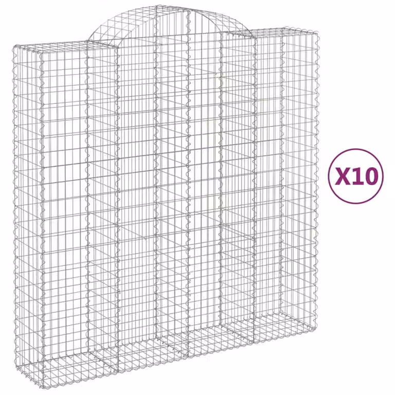 Cesti Gabbioni ad Arco 10 pz 200x50x200/220 cm Ferro Zincato