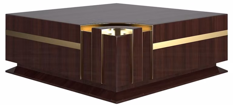 Tavolino di design Casa Padrino marrone scuro lucido / oro 120 x 120 x h. 52 cm - Tavolino quadrato - Qualità lusso