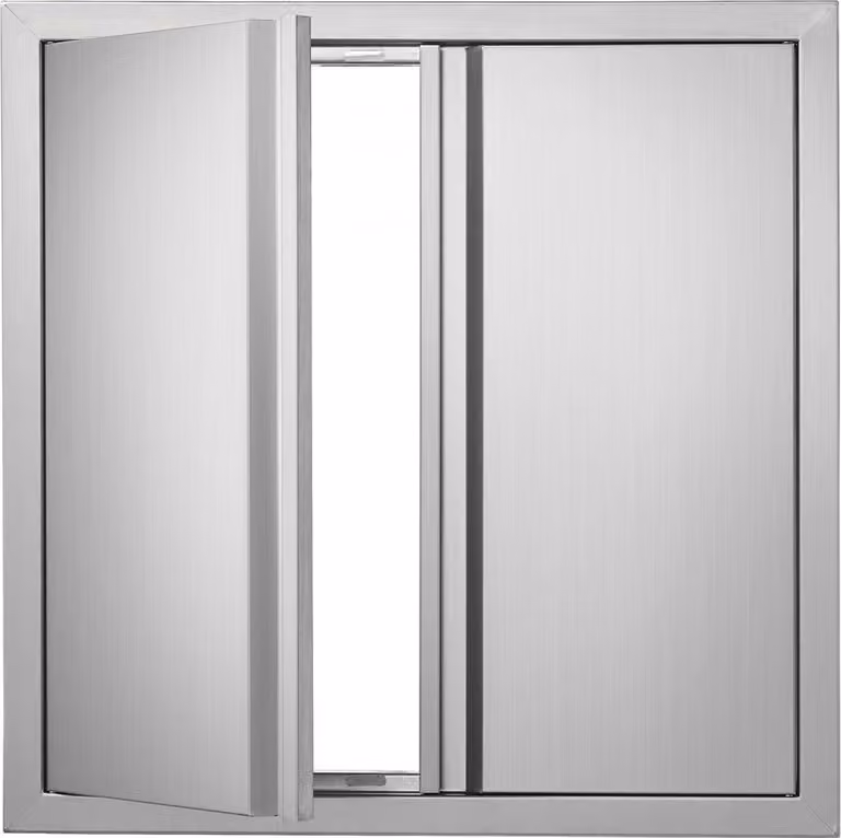 Porta di accesso al barbecue - 610 x 610 mm - doppia porta esterna della cucina - porta in acciaio inox con montaggio a filo - porta verticale a parete con maniglie a scomparsa per isola barbecue, stazione barbecue e mobile esterno.