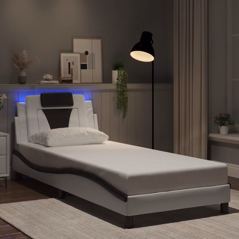 vidaXL Giroletto Viana con LED e porta USB, Bianco e Nero, L/P/H: 90 x 200 cm