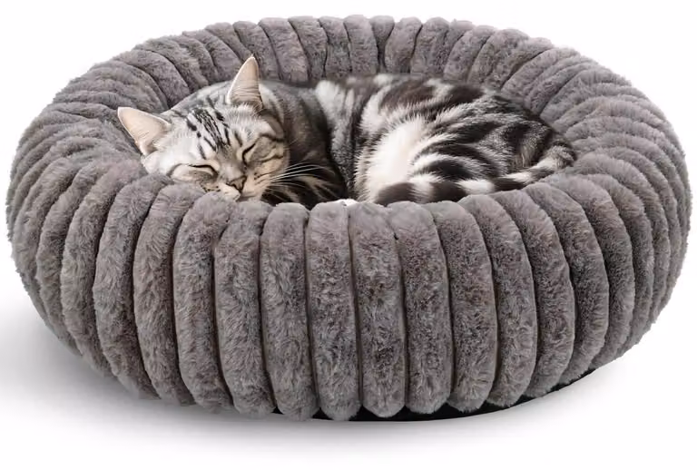Cuccia per gatti, cuccia per cani, forma rotonda, 60x60 cm, lavabile, colore grigio
