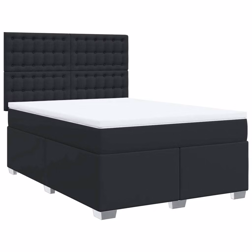 Giroletto a Molle con Materasso Nero 140x200 cm in Pelle finta