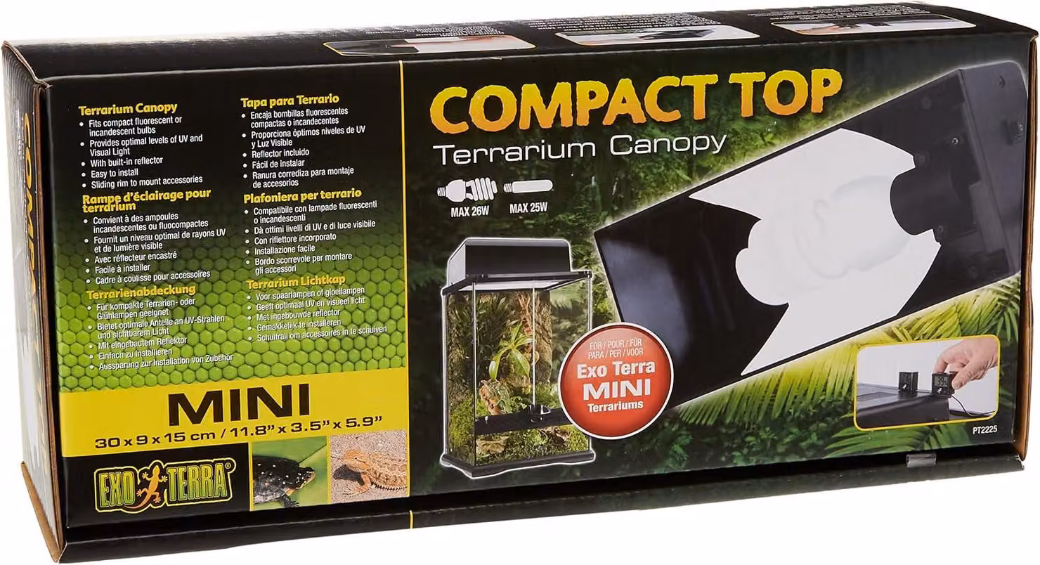Copertura per terrario con riflettore, per 1 lampada, dimensioni 30 x 9 x 15 cm, attacco E27, adatta per i terrari in vetro Exo Terra