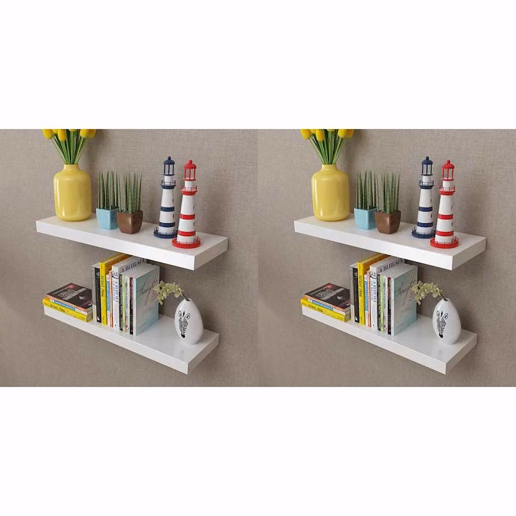 Set di 4 mensole a parete vidaXL in MDF bianche, larghezza: 60 cm