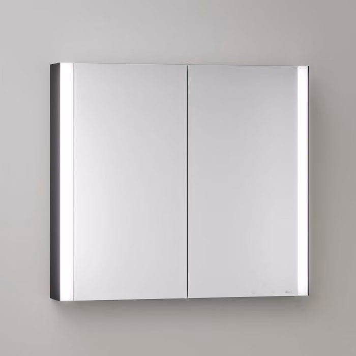 Mobiletti specchio a parete illuminato a LED Keuco Royal Metis, dimensioni 80 x 71 cm, con 2 ante e riscaldamento a specchio