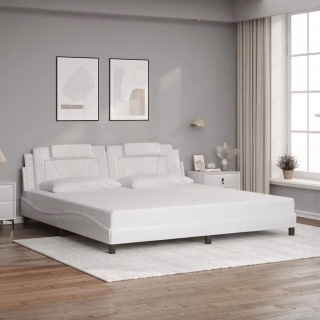 Giroletto Viana senza Materasso-Struttura Letto Bianco 200x200 cm in Similpelle