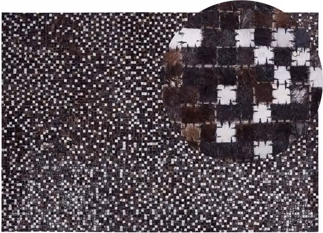 Tappeto Patchwork Rustico BELIANI in Pelle Multicolore Marrone, Beige e Argento L: 160 cm, P: 230 cm – 1