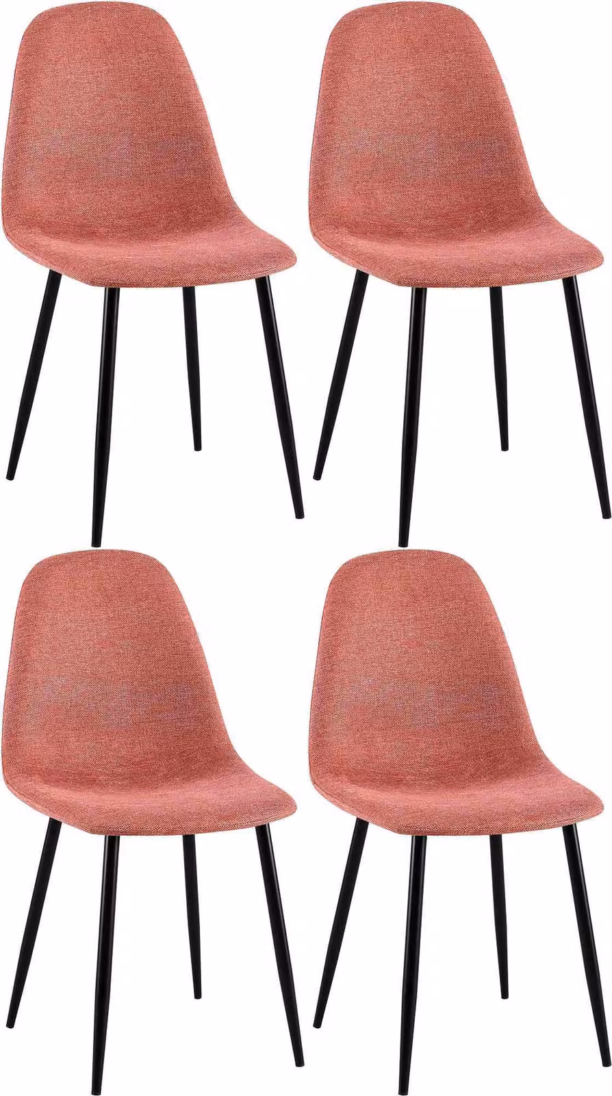 Set di 4 sedie da pranzo CLP Napier imbottite, portata massima 150 kg, colore arancione, rivestimento in tessuto