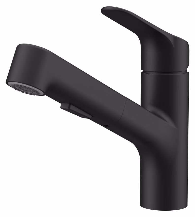 Miscelatore da cucina con doccetta manuale, nero, finitura spazzolata, monoblocco, portata d'acqua 9,6 l/min