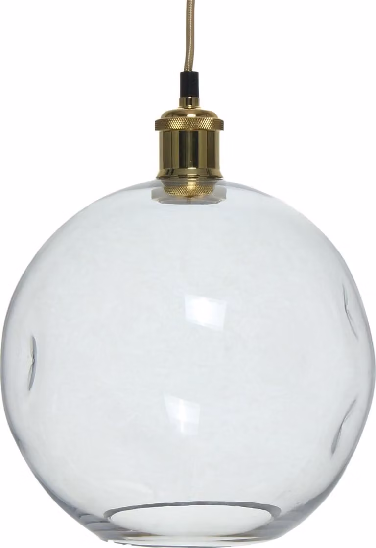 Lampada a sospensione Padiro, 26 x 26 x 32 cm - trasparente - vetro - forma sferica - attacco E27