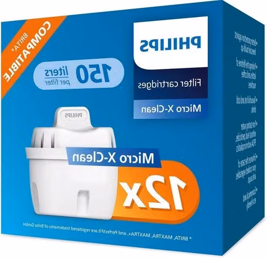 Set di 12 filtri rimpiazzabili per acqua Brita bianchi per la riduzione di microplastica, cloro, calcare e metalli pesanti