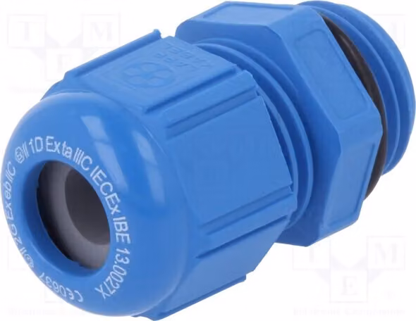 1 x Raccordo per cavo, grado di protezione IP68, filettatura M16, colore blu, codice prodotto 54115415