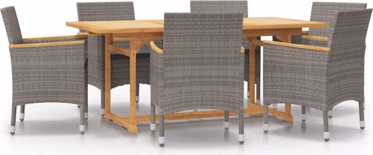 Set da Pranzo per Giardino 7 pz con Cuscini Grigio