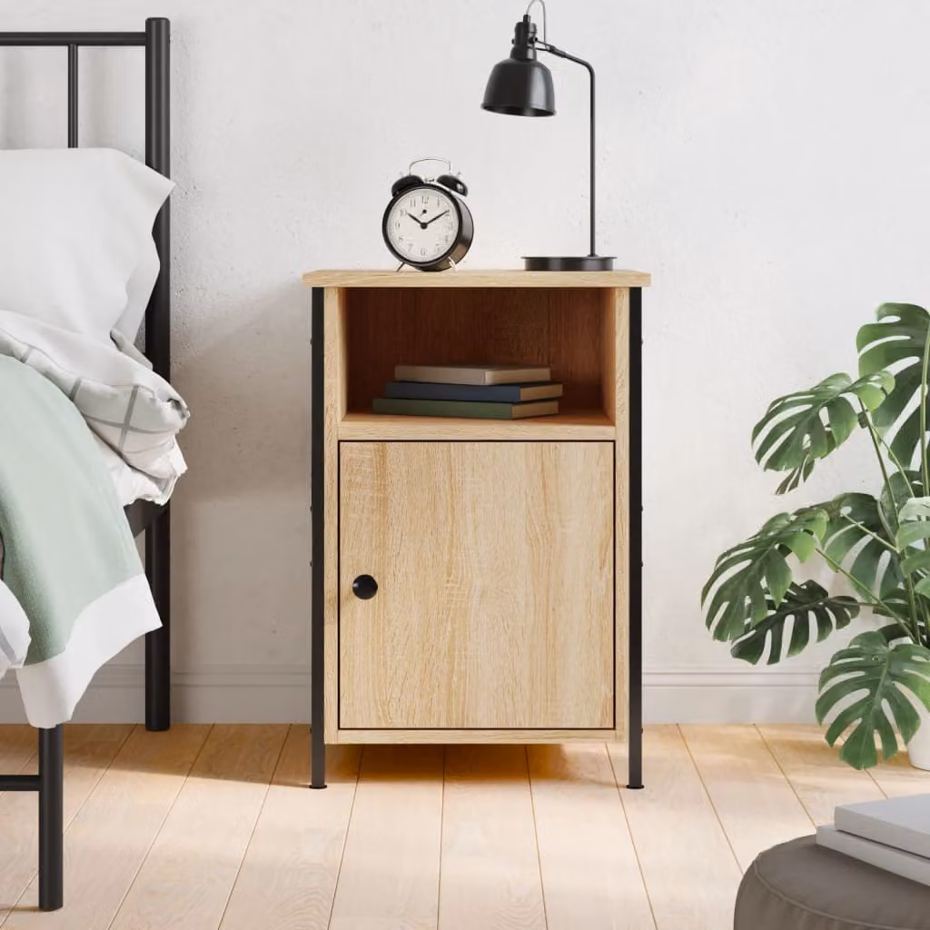 Comodino moderno vidaXL in legno rovere color marrone L 40 cm, P 42 cm, H 60 cm