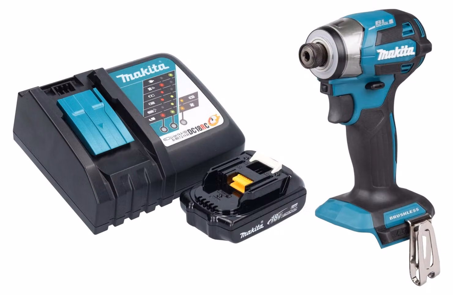 Avvitatore a impulsi a batteria Makita DTD 173 RY1 18 V 180 Nm 1/4" brushless + 1x batteria ricaricabile 1,5 Ah + caricabatteria