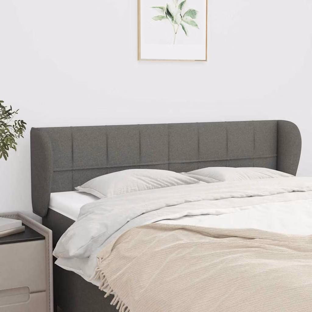 Testiera ad orecchio vidaXL in tessuto grigio scuro L: 147 cm, P: 23 cm, H: 78-88 cm