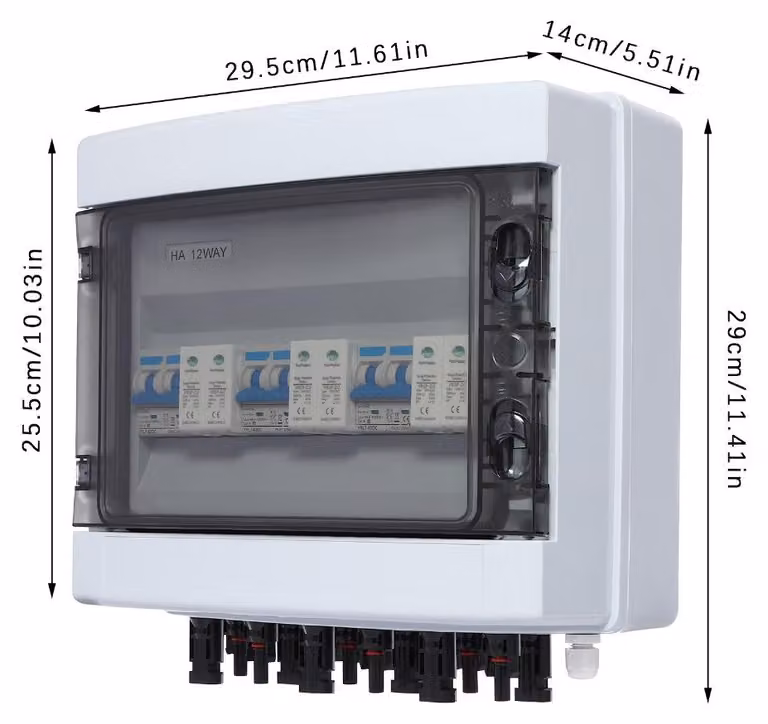 Scatola combinatore per pannelli solari - Bianco - 25A - Grado di protezione IP65 - Per sistemi off-grid