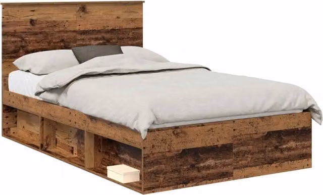 Letto matrimoniale | Letto per adulti | Struttura del letto Legno vecchio 135 x 190 cm Pino massello