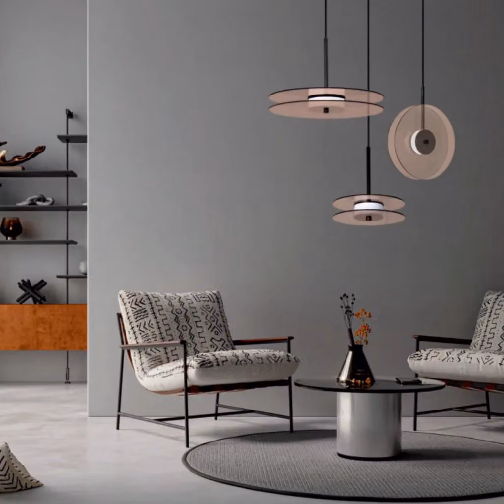 Lampada sospesa verticale CASY nera con vetro fumé e tecnologia LED CCT 6W, altezza regolabile – 2