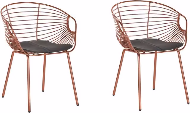Set di 2 sedie da pranzo BELIANI in stile industrial moderno con struttura in metallo rosso rame e seduta in ecopelle nera