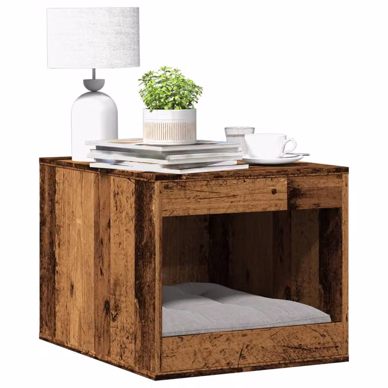 Recinto per lettiera per gatti vidaXL in legno effetto vecchio marrone, L 47 cm x P 59 cm x H 42 cm