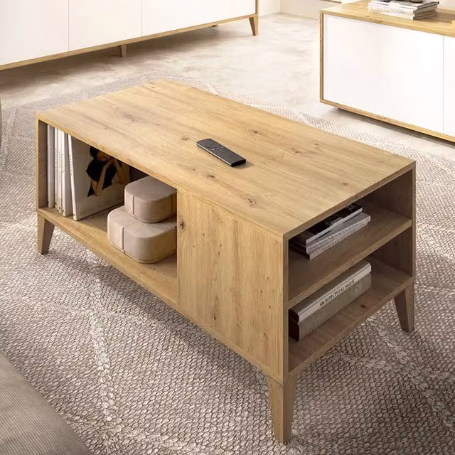 Tavolino da salotto Fairbury con cassetti in rovere marrone, L: 100 cm, P: 50 cm, H: 43 cm