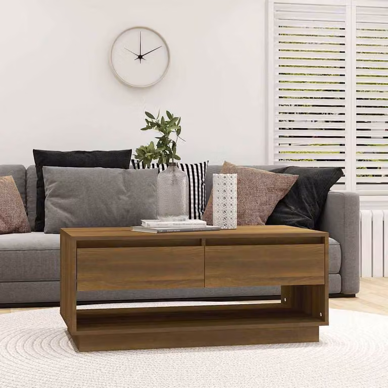 vidaXL Tavolino da Salotto Moderno in Legno Rovere Marrone L: 102,5 cm, P: 55 cm, H: 44 cm