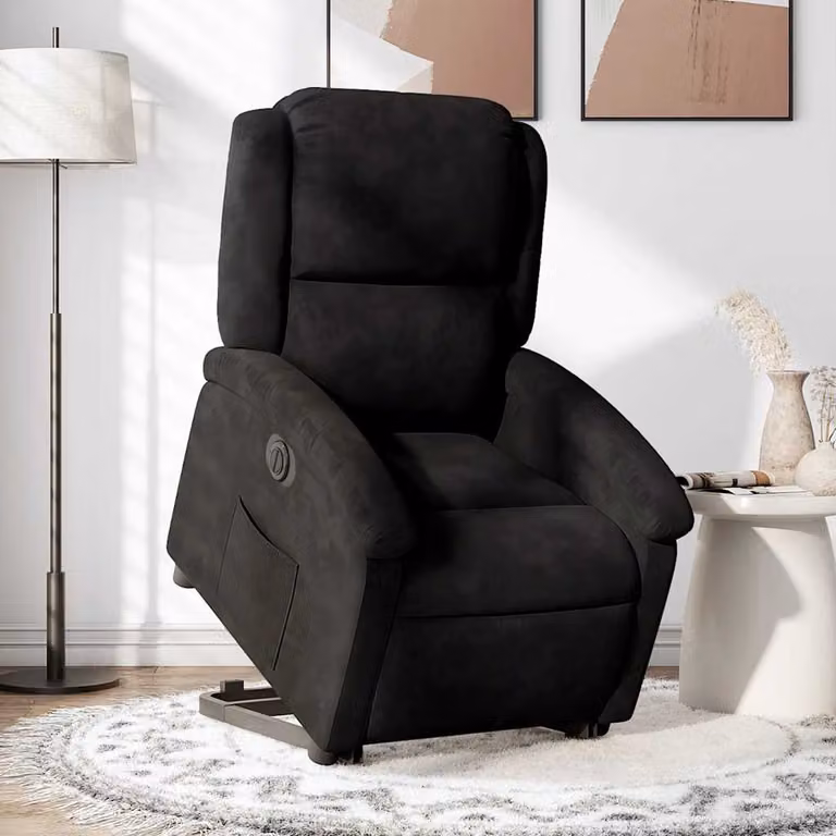 vidaXL Poltrona Alzapersona Reclinabile Elettrica in Velluto Nero