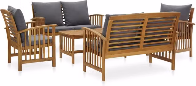 Set Divani da Giardino 5 pz con Cuscini in Massello di Acacia 3057981