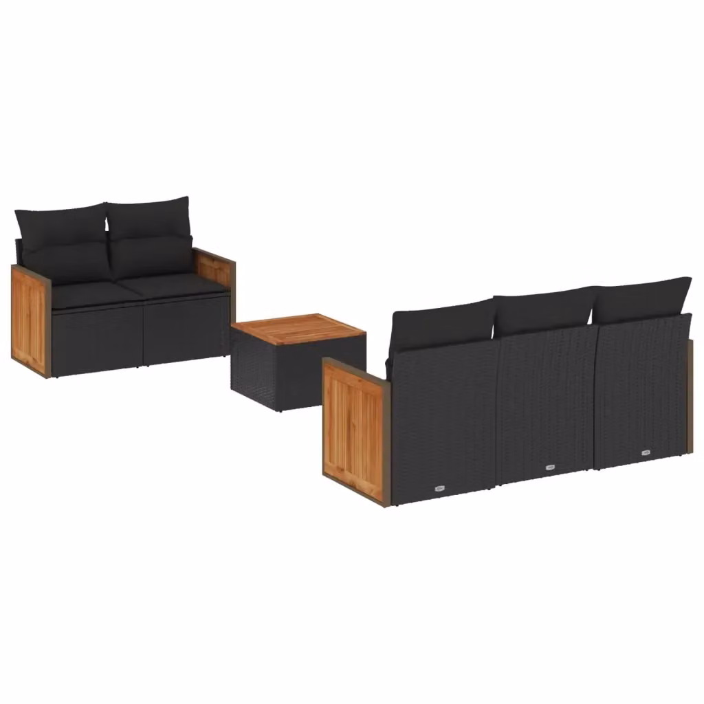 vidaXL Set Divano da Giardino 6 pz a Forma di L con Cuscini, Polyrattan e Acciaio Verniciato, Nero – 2