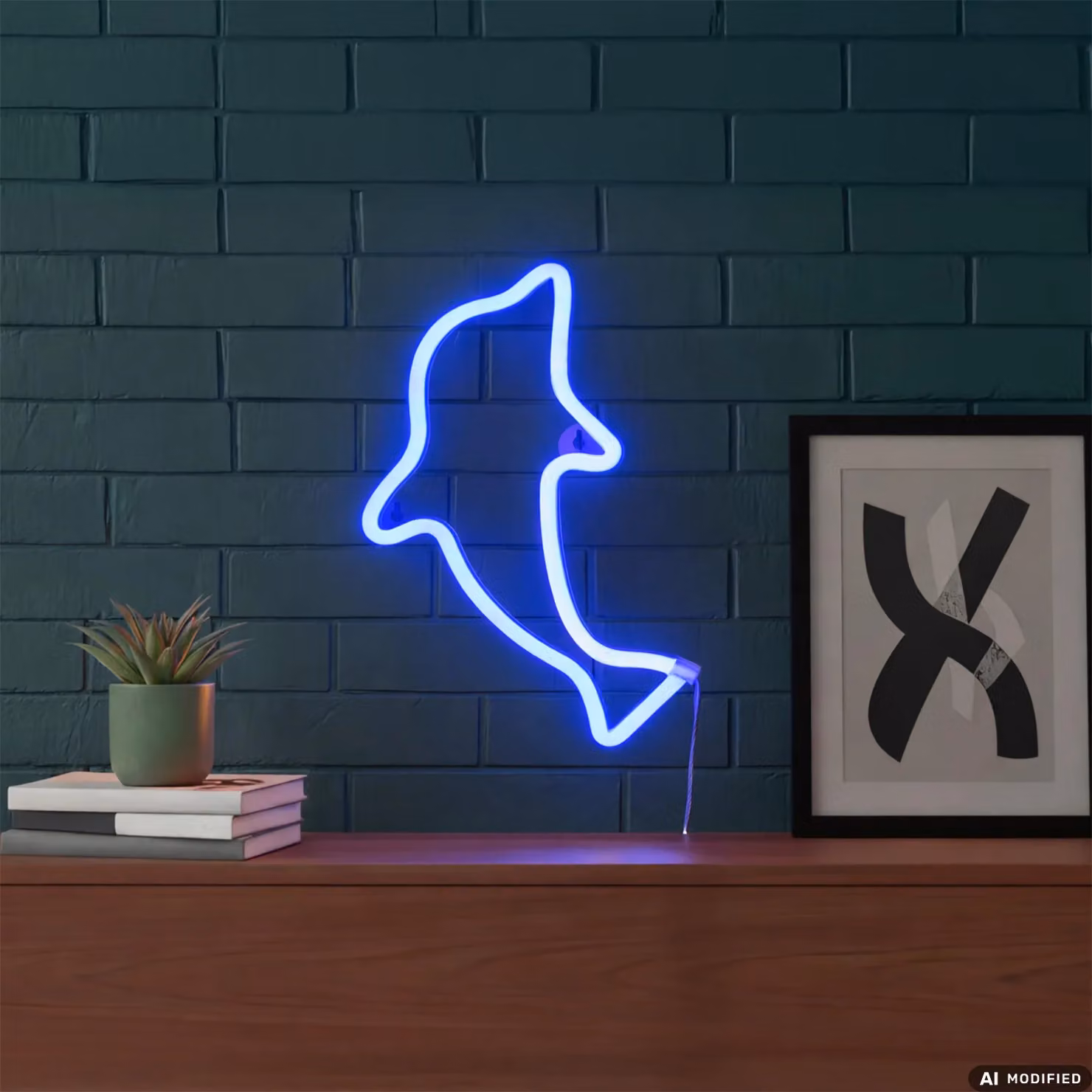 DICTROLUX Lampada LED Neon Style Animals Blu con alimentazione USB per camera dei bambini e ufficio