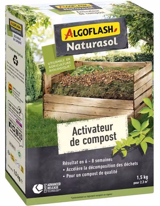 Acceleratore di compost Algoflash Naturasol, 1,5 kg, accelera la decomposizione dei rifiuti organici