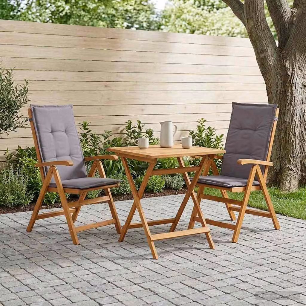 Set di 2 sedie da giardino reclinabili vidaXL in legno di acacia naturale con cuscini inclusi