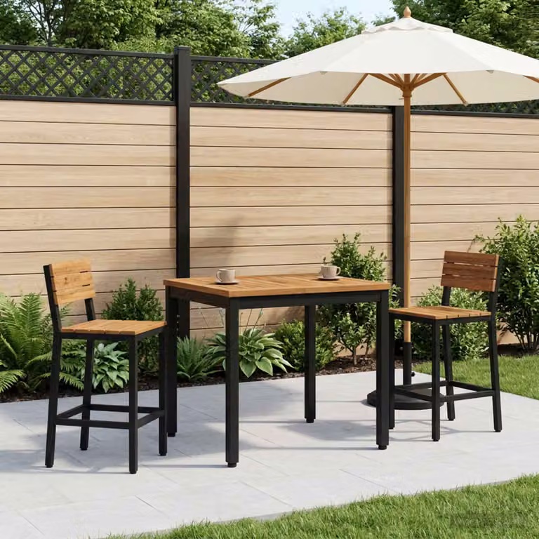 vidaXL Tavolino da salotto rustico in legno di acacia, Marrone e Nero, L: 60,5 cm, P: 49 cm, H: 36 cm
