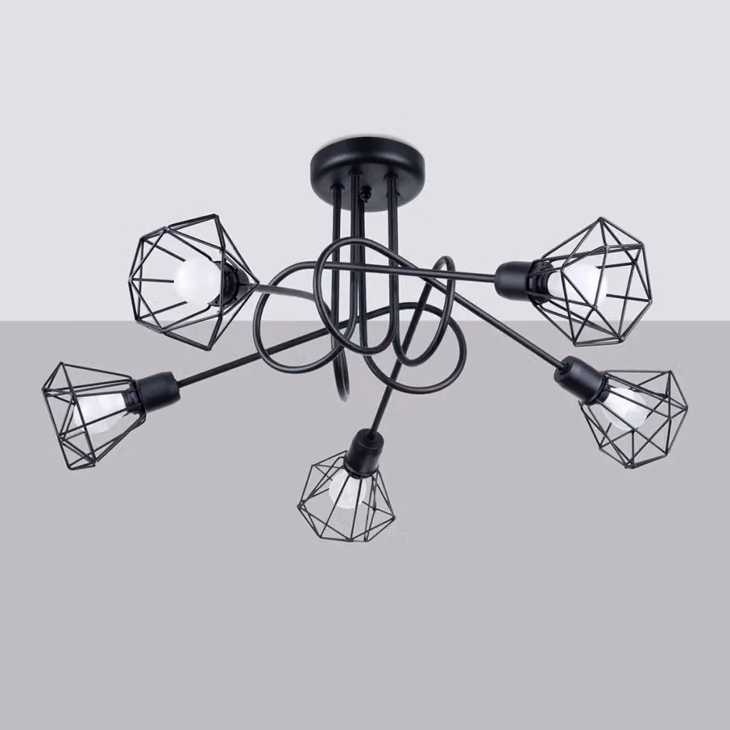 Lampadario a soffitto moderno ARTEMIS 5S Sollux Lighting nero in metallo con lampadine E14 regolabili – 2
