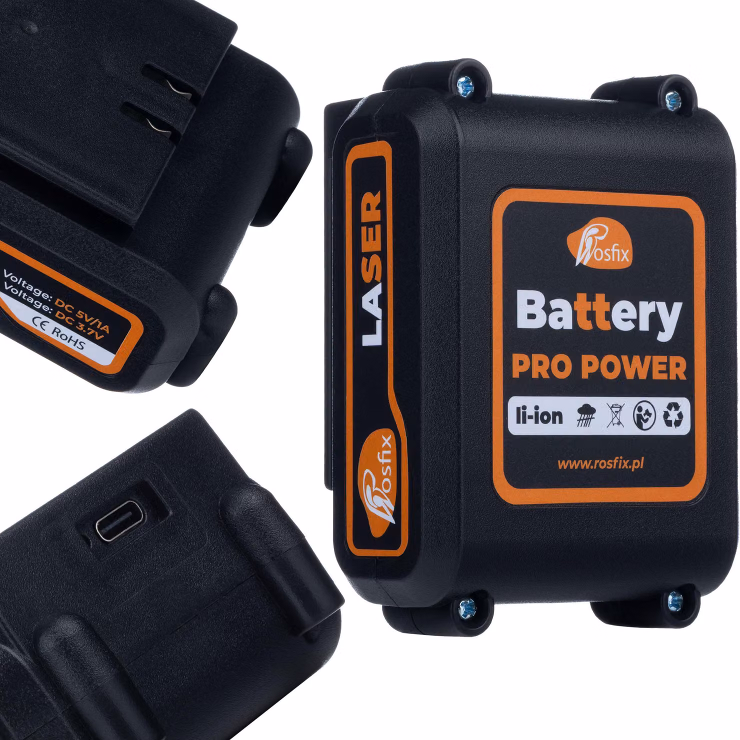 Rosfix Batteria Agli Ioni di Litio per Livello Laser Pro Power 3600 mAh con USB-C