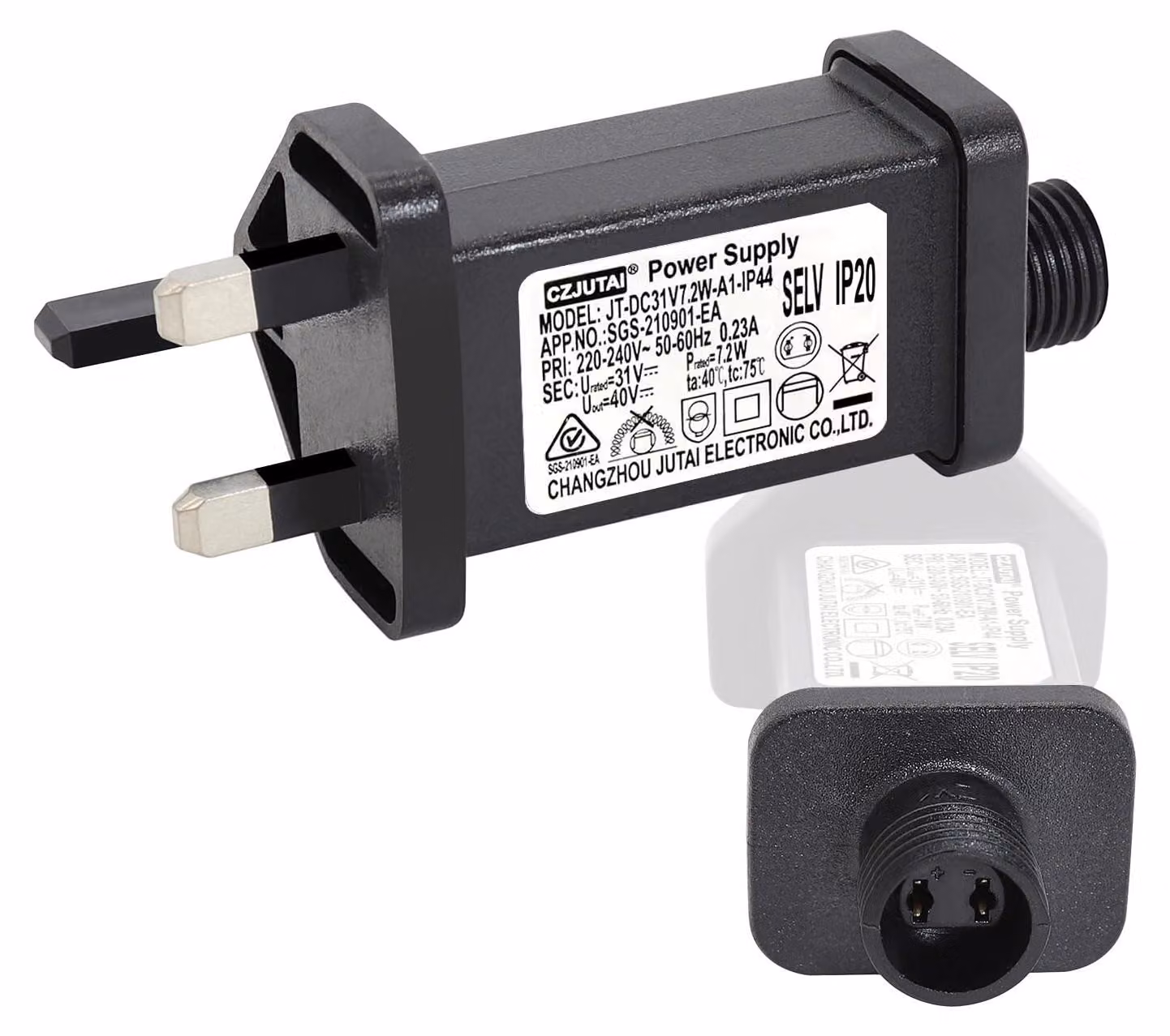 Adattatore di rete da 31V e 7.2W per luci a LED, con spina del tipo utilizzato nel Regno Unito