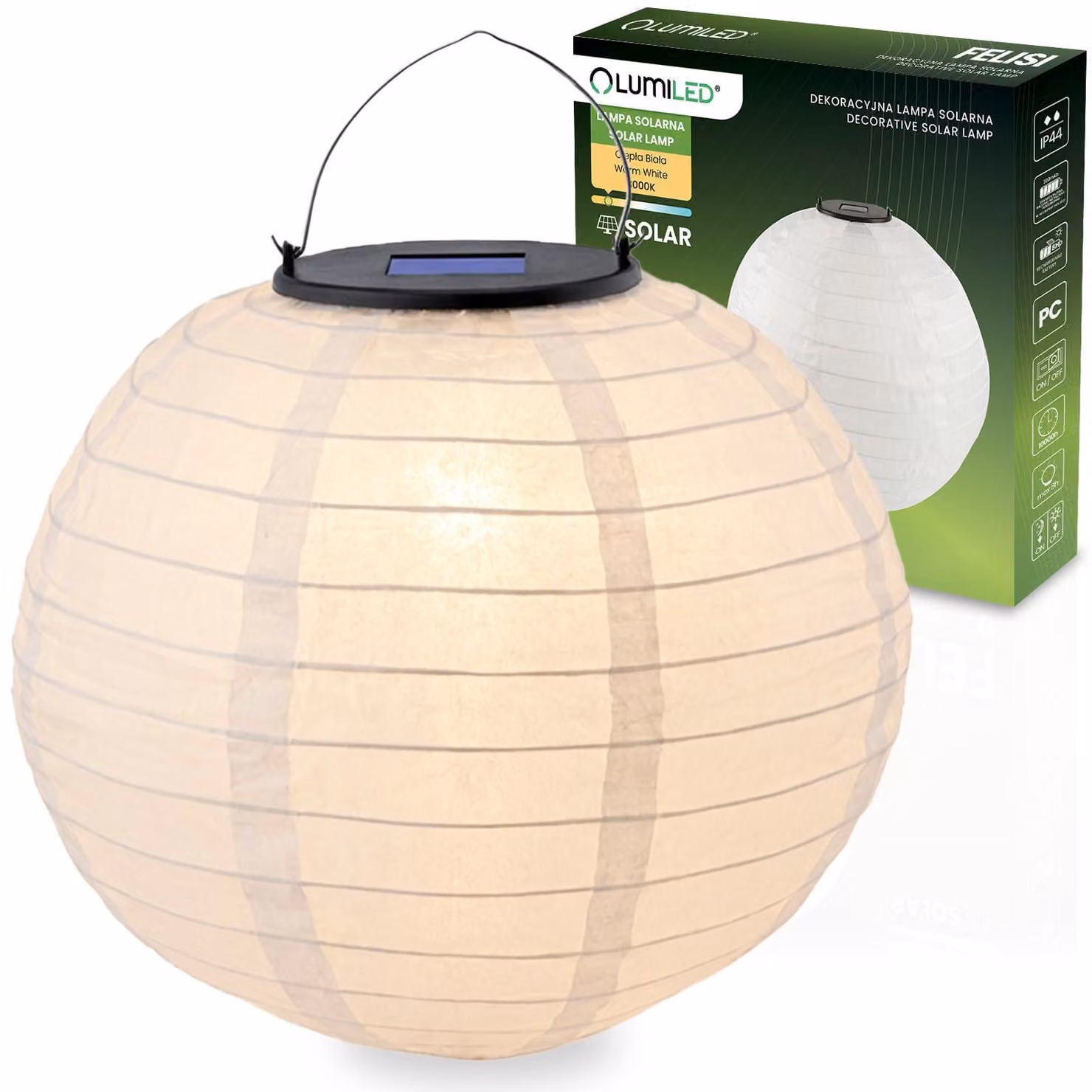 Lampada da giardino solare FELISI con illuminazione a LED, lanterna in stile origami, 20 cm, LUMILED