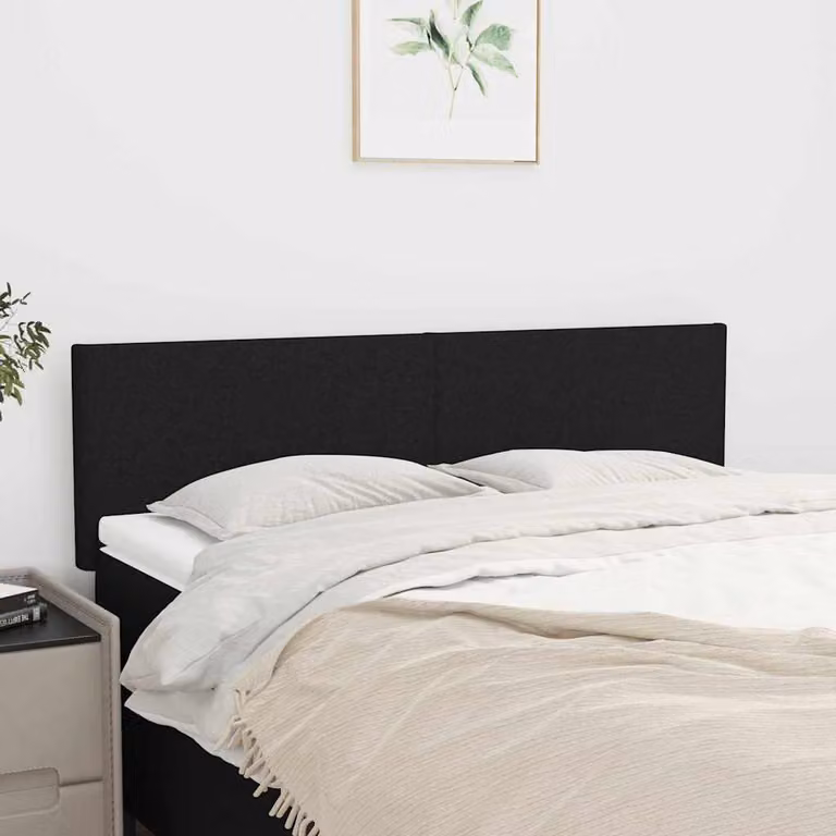 Testiera per letto vidaXL in tessuto nero con pannello imbottito L: 144 cm, P: 5 cm, H: 78-88 cm