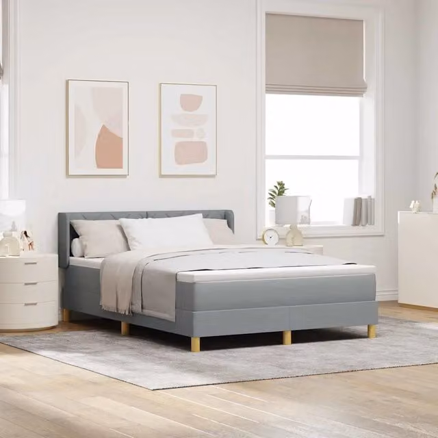 Letto a molle moderno vidaXL con testiera in tessuto grigio L: 160 cm, P: 200 cm