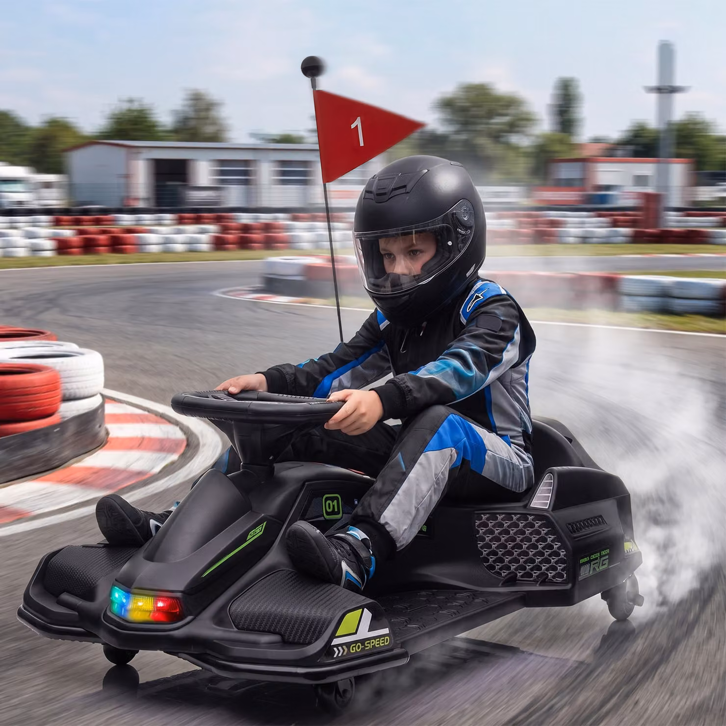 Go Kart Elettrico HOMCOM per Bambini 8-12 Anni con Luci e Musica, Nero – 2