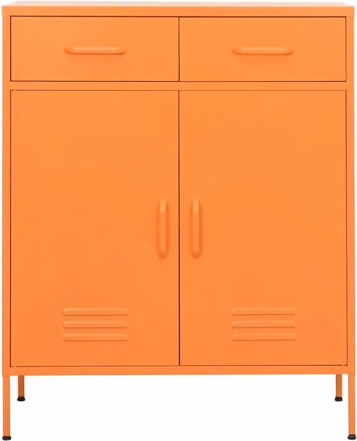 Armadietto da parete vidaXL in metallo arancione con ante a battente e cassetti interni L: 80 cm, P: 35 cm, H: 101,5 cm – 1