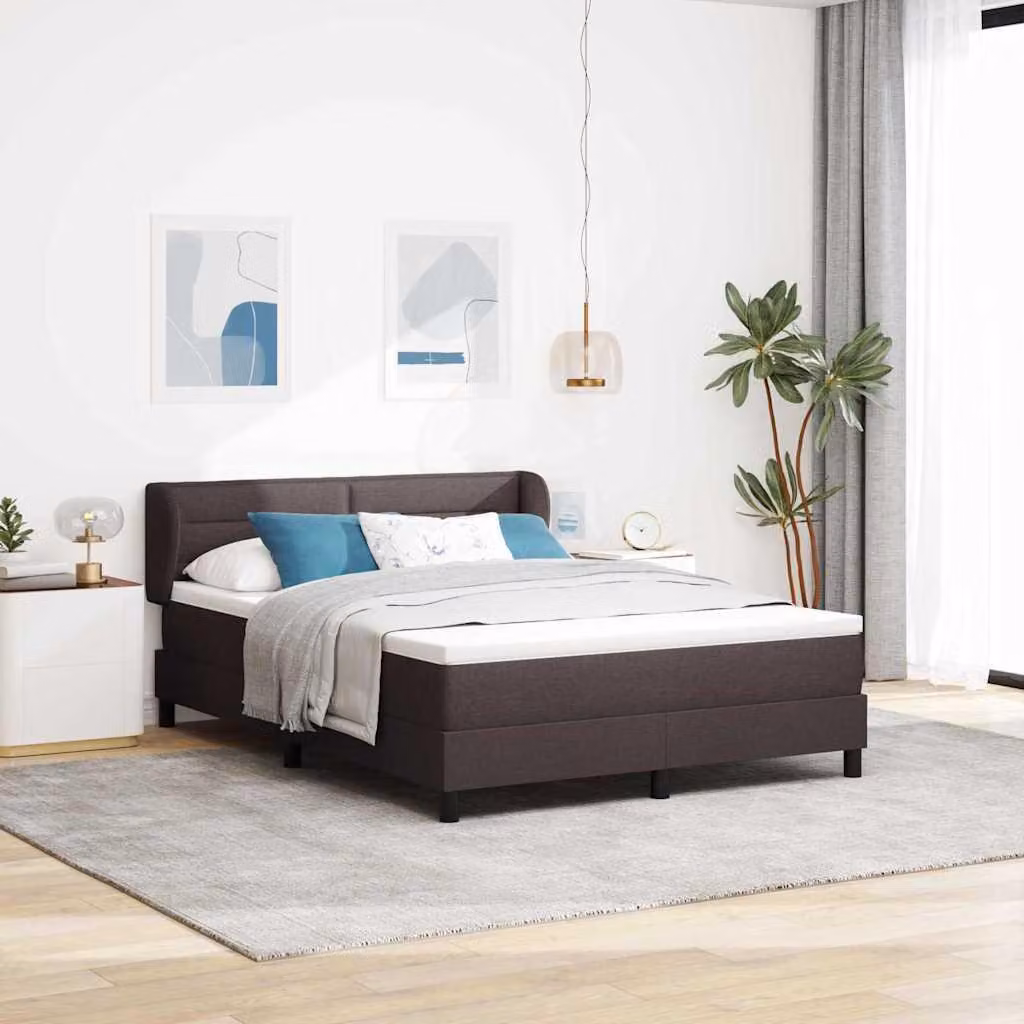 Maison Exclusive - Letto boxspring con testiera, marrone scuro, 160 x 200 cm, rivestimento in tessuto