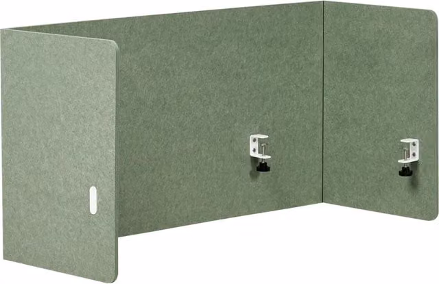 Pannello acustico in tessuto Imbottito 130 x 60 cm verde per scrivania tavolo ufficio