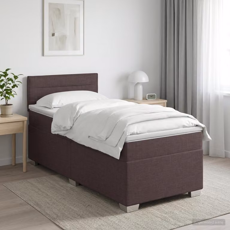 Letto box spring con materasso ibrido vidaXL in marrone e bianco, L/P/H: 90 x 200 cm