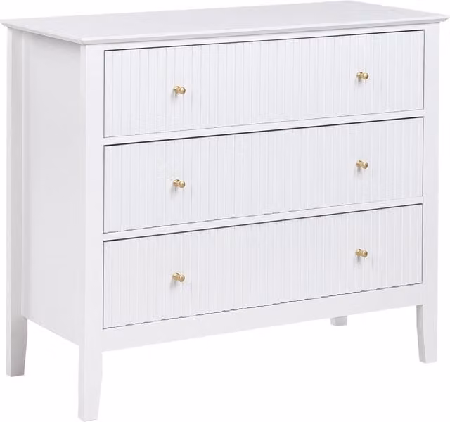 Cassettiera sospesa BELIANI in MDF laccato bianco con dettagli oro per soggiorno e camera da letto L: 90 cm, P: 40 cm, H: 29 cm