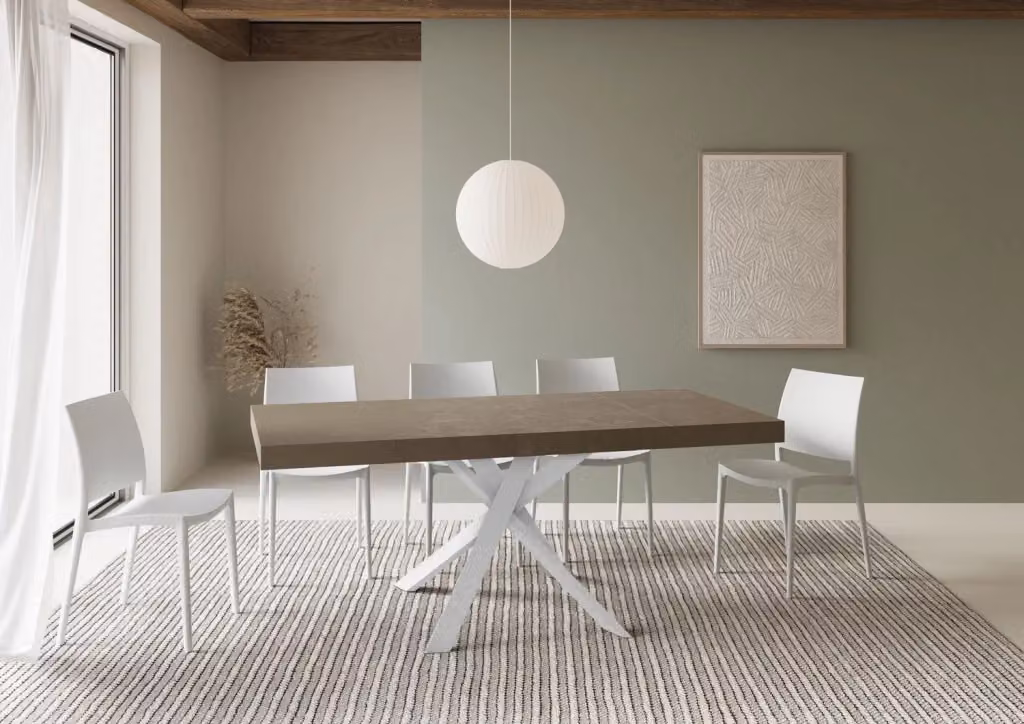 Tavolo allungabile Itamoby Clerko Premium beige con gambe a X in metallo, L/P/H: 90 x 90/194 x 76 cm – 2