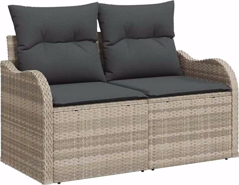 Maison Exclusive - Set Divano da Giardino 11 pcs Grigio chiaro polyrattan